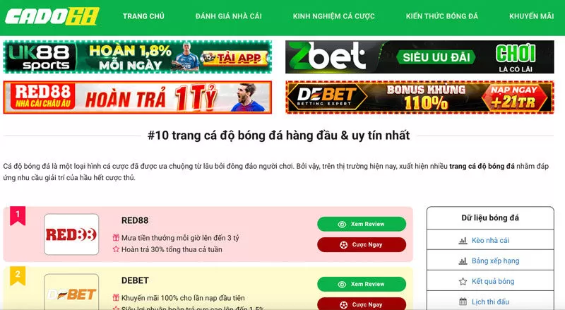 doantaukhongso.vn - Trang đánh giá website cá độ bóng đá số 1 2025